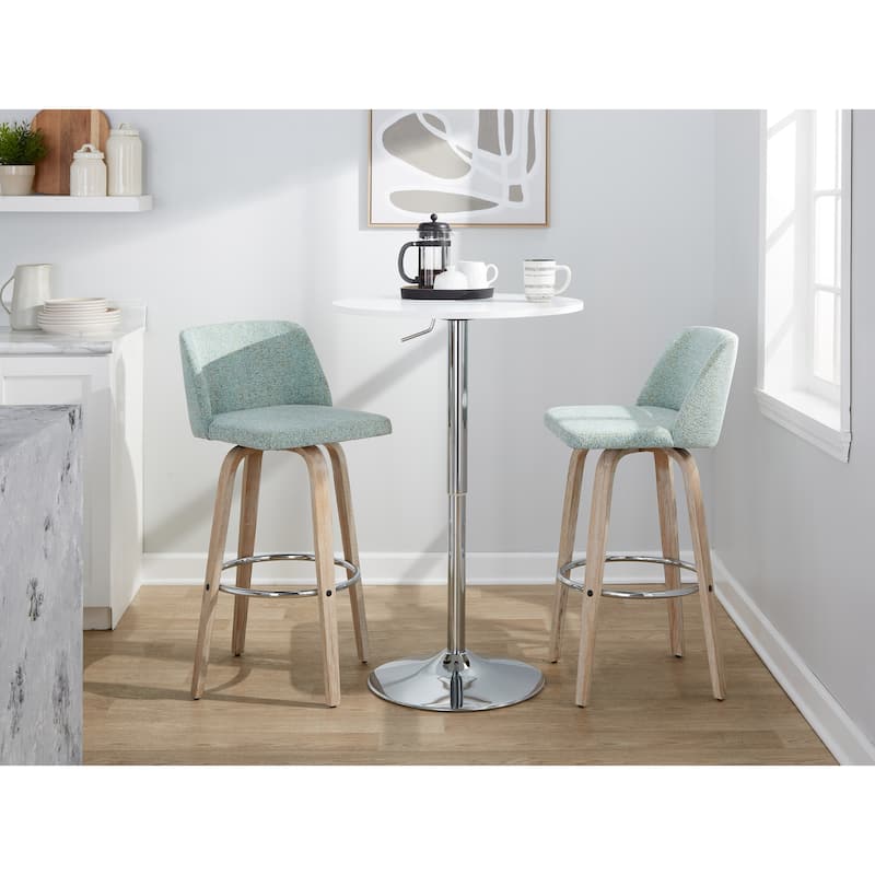 The Gray Barn Vallberga 30" Fixed-Height Bar Stool with White Washed Wood Base (Set of 2)