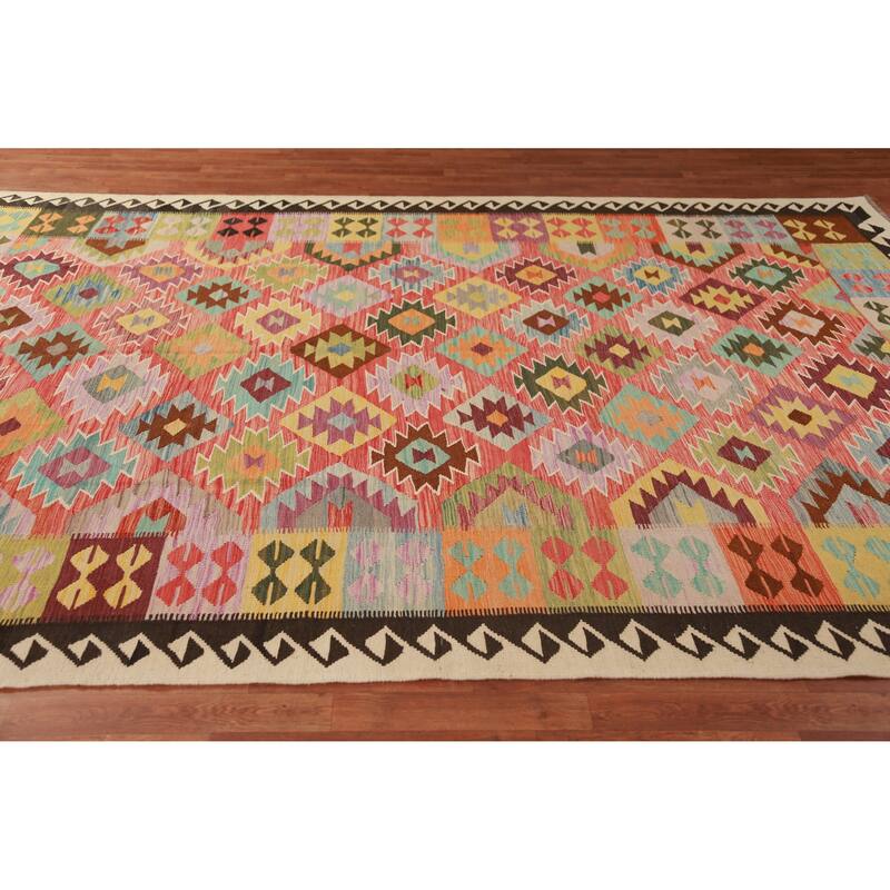 Multicolor Kilim Oriental Area Rug Flatweave Tribal Wool Carpet - 8'0"x 11'6"