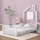 preview thumbnail 16 of 47, Wood Platform Bed Metal House Floor Bed Frame with Guardrail and Chimney for Kids Bedroo, No Box Spring Needed