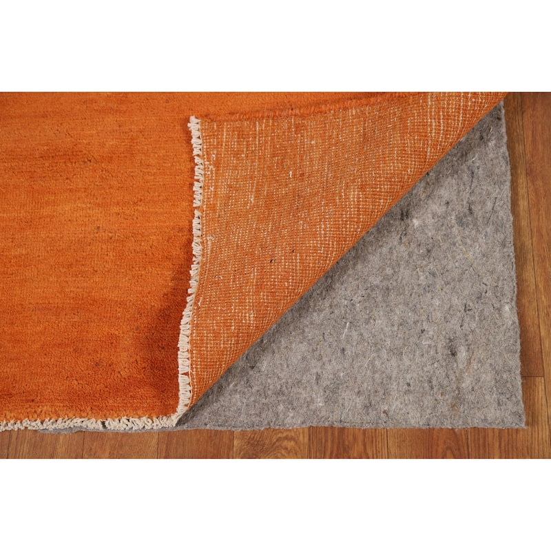 Modern Orange Gabbeh Oriental Rug Hand-Knotted Wool Carpet - 3'1" x 4'8"
