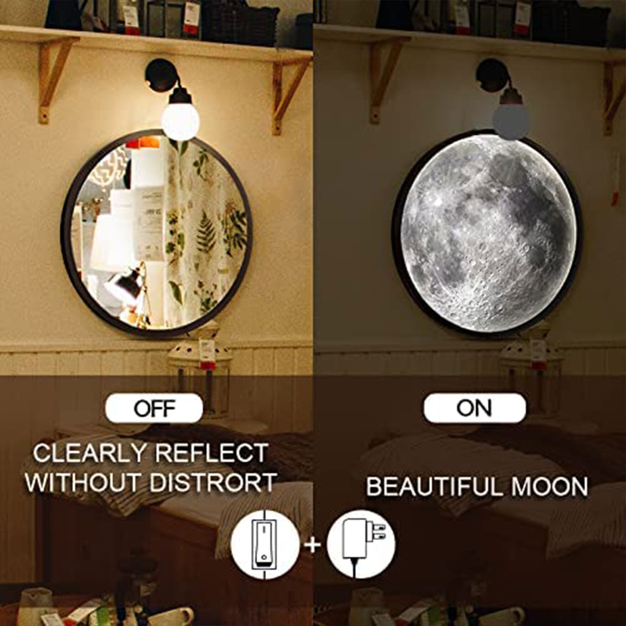 Led moon mirror on sale