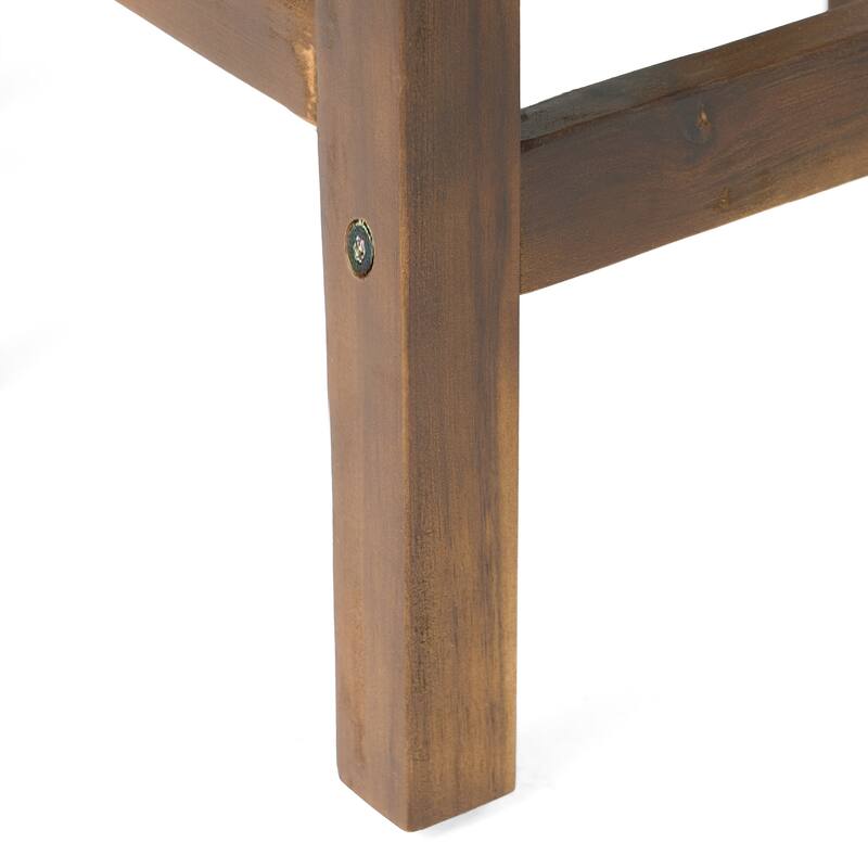 Roomfitters Outdoor Acacia Wood Bar Stool Set of 2, 24'' Counter Height Backless Patio Stools with Curved Seat, Mahogany Brown