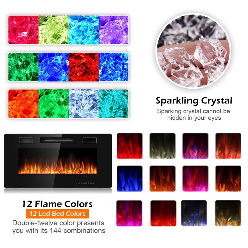 Gymax 36-inch Recessed Wall Mounted Electric Fireplace Heater w/ - See Details