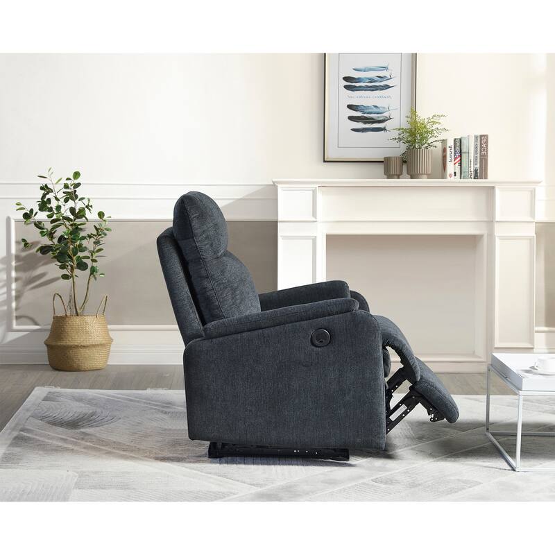 Modern Power Recliner Single Chair with USB Port, High Back Support, Easy Clean Upholstery for Living Room or Bedroom