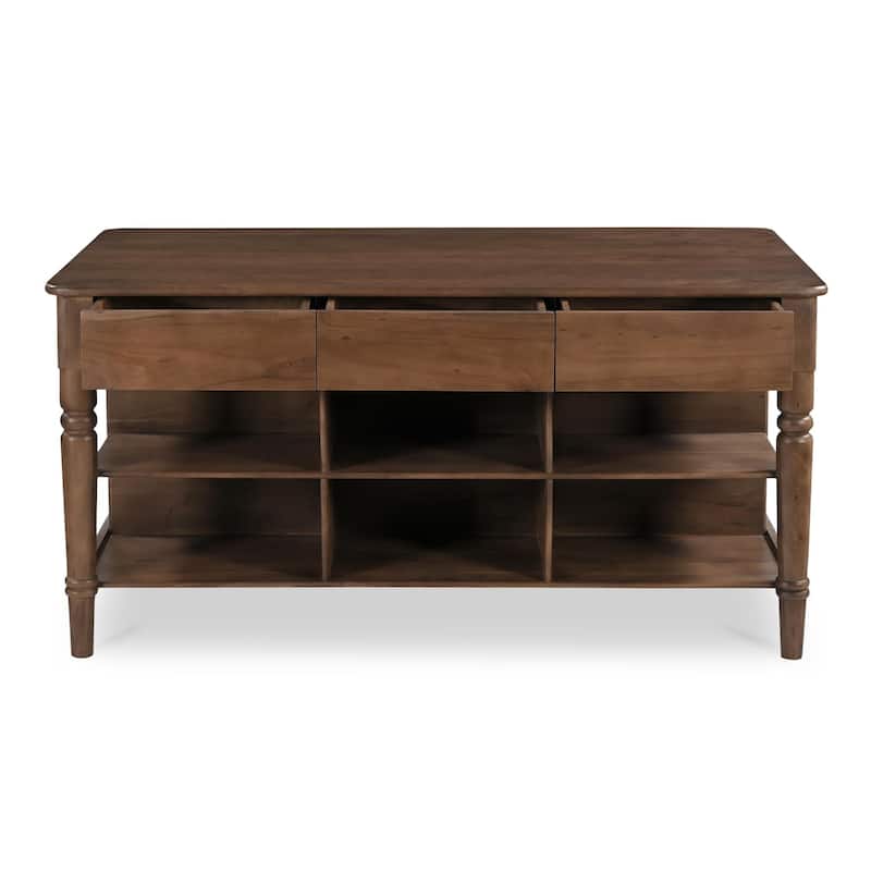 NADAAL STUDIOS Cove, Wooden Kitchen Island with Storage - 72"W x40.5"D x36.5"H