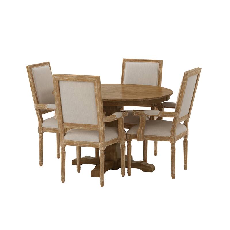 Mores Upholstered 5 Piece Circular Dining Set by Christopher Knight Home