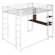 preview thumbnail 1 of 37, Metal Loft Bed With 2 Shelves And One Desk Full - White