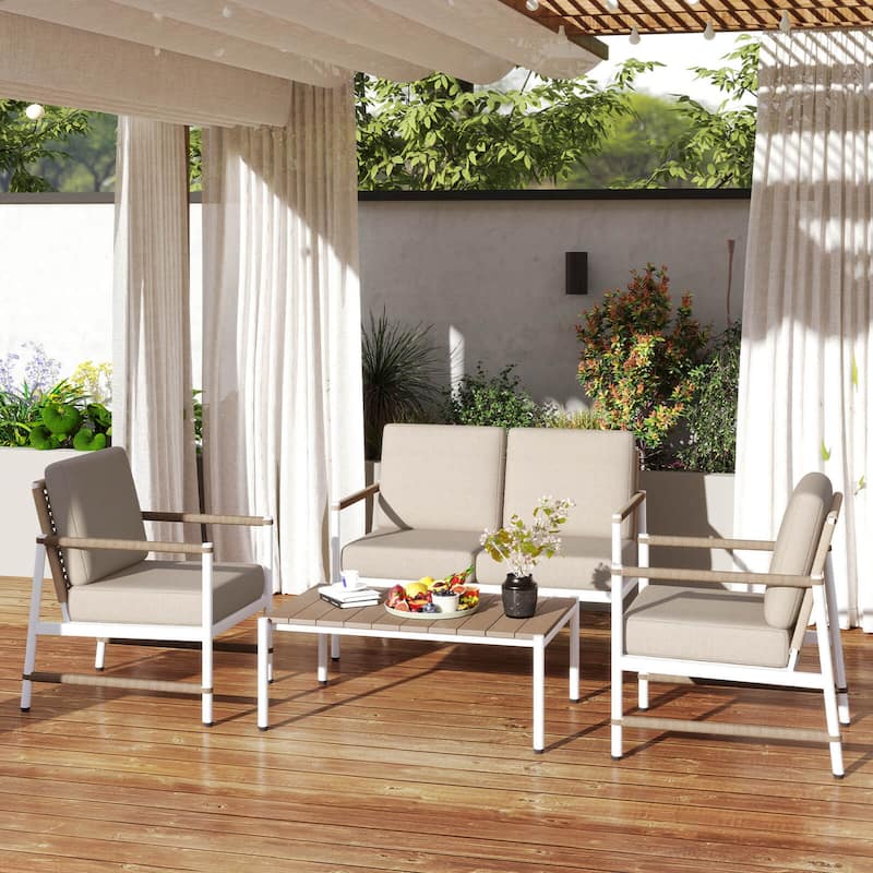 Costway 4/8 PCS Patio Furniture Set Patio Loveseat Sofa with a Coffee - 4 PCS
