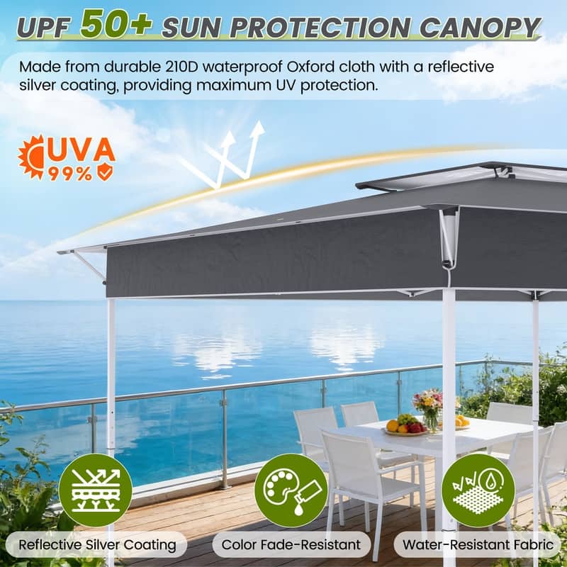 11x11 Pop Up Canopy Tent with Center Lock, UPF 50+ Outdoor Shade, Easy Up Patio Tent for Parties & Camping, Includes Rolling Bag