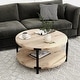 preview thumbnail 1 of 15, 2-Tier Coffee Table for Living Room, Wood Finish Cocktail Table Tea Table with Storage Shelf, Modern Round Side Table Wood