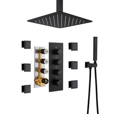 3 Functions Wall Mounted Thermostatic Shower System with Rough-in Valve