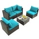 preview thumbnail 41 of 61, Costway 5PCS Patio Rattan Furniture Set Cushioned Sofa & Chair Coffee