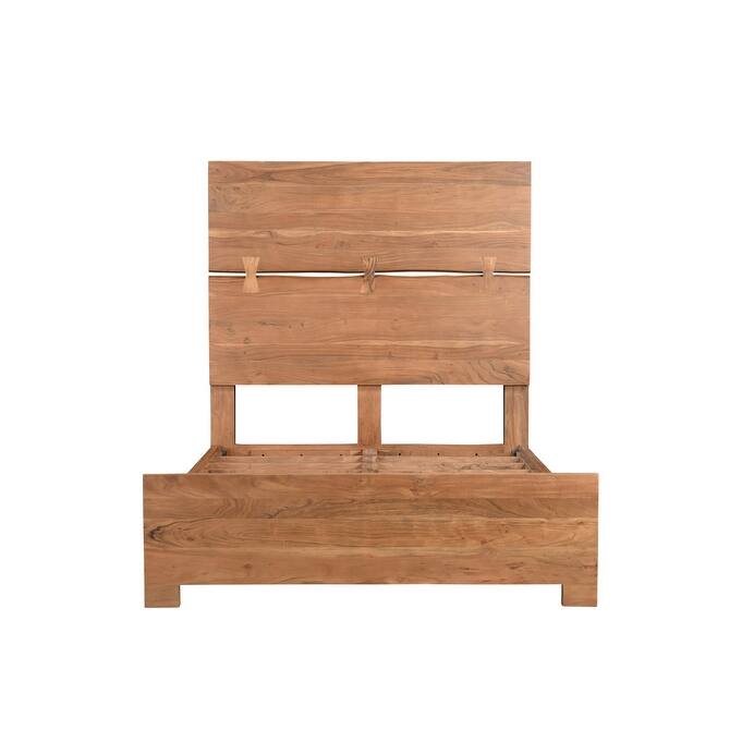 HomeRoots Brown Live Edge Bow Joint Solid Wood Queen Bed Frame