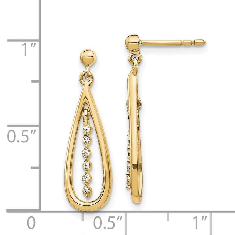 Curata 14k Yellow Gold Diamond Earrings - 21x7mm Wide