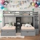 preview thumbnail 2 of 7, Modern Twin Over Twin&Twin Triple Bunk Bed With Drawers,Staircase With Storage,Built-in Shelves,Kids Bedroom Sets