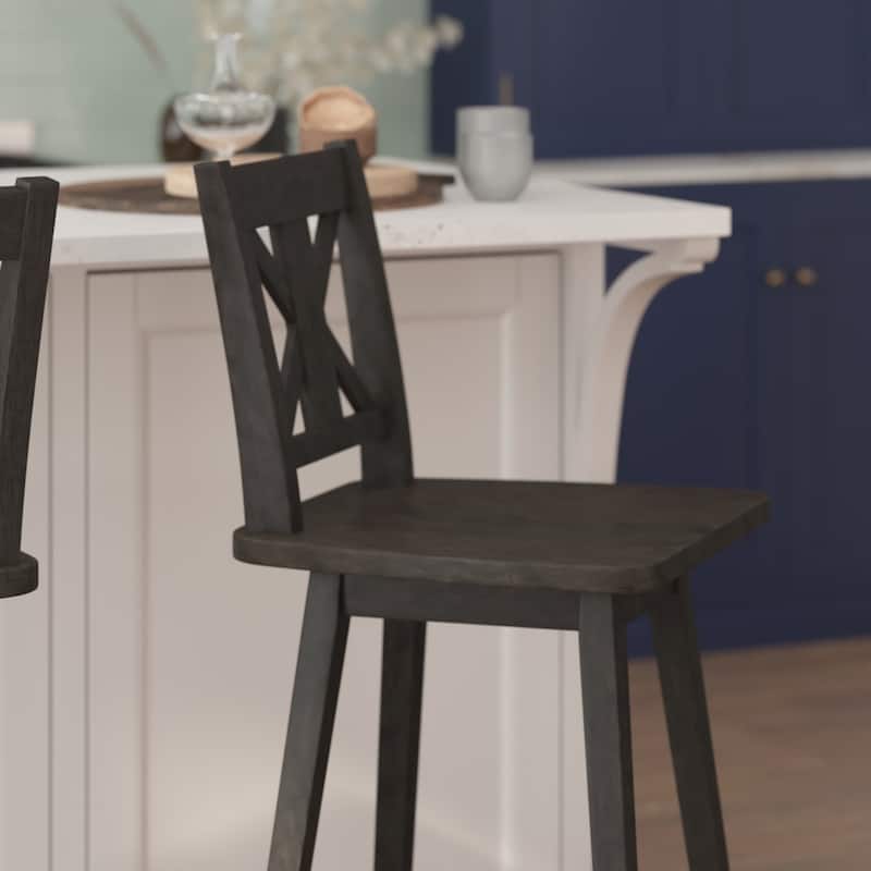 Commercial 360 Degree Swivel Wood Bar Height Stool