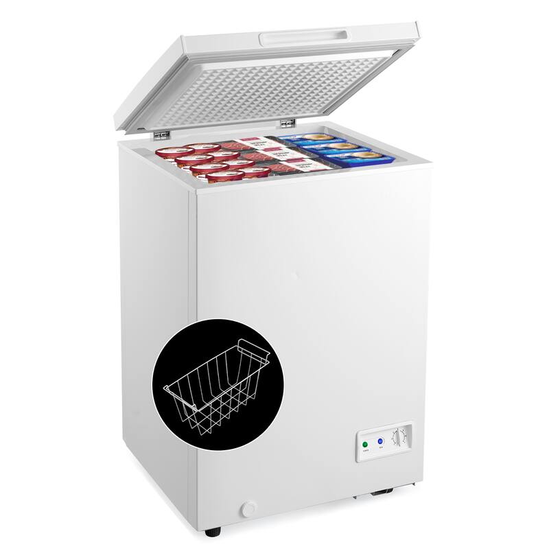 Costway 3.5 Cubic Feet Chest Freezer w/Removable Storage Basket Deep - See Details - White - See Details
