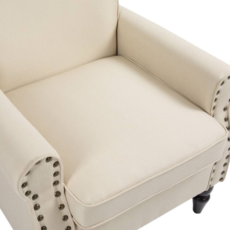 Modern Upholstered Armchair Nailhead Trim Accent Chair