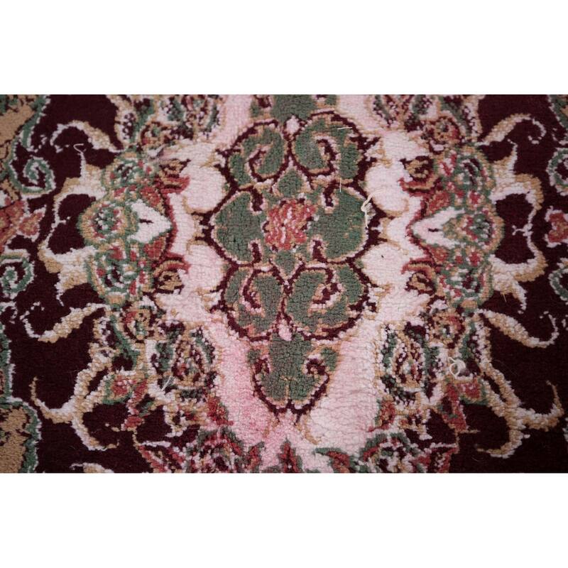 Victorian Style Burgundy Tabriz Area Rug Machine Made Carpet - 9'9" x 12'9"
