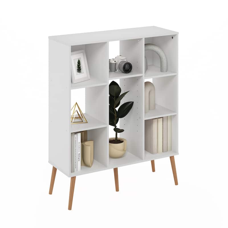39.35 in. Tall White Wood 8-Shelf Bookcase