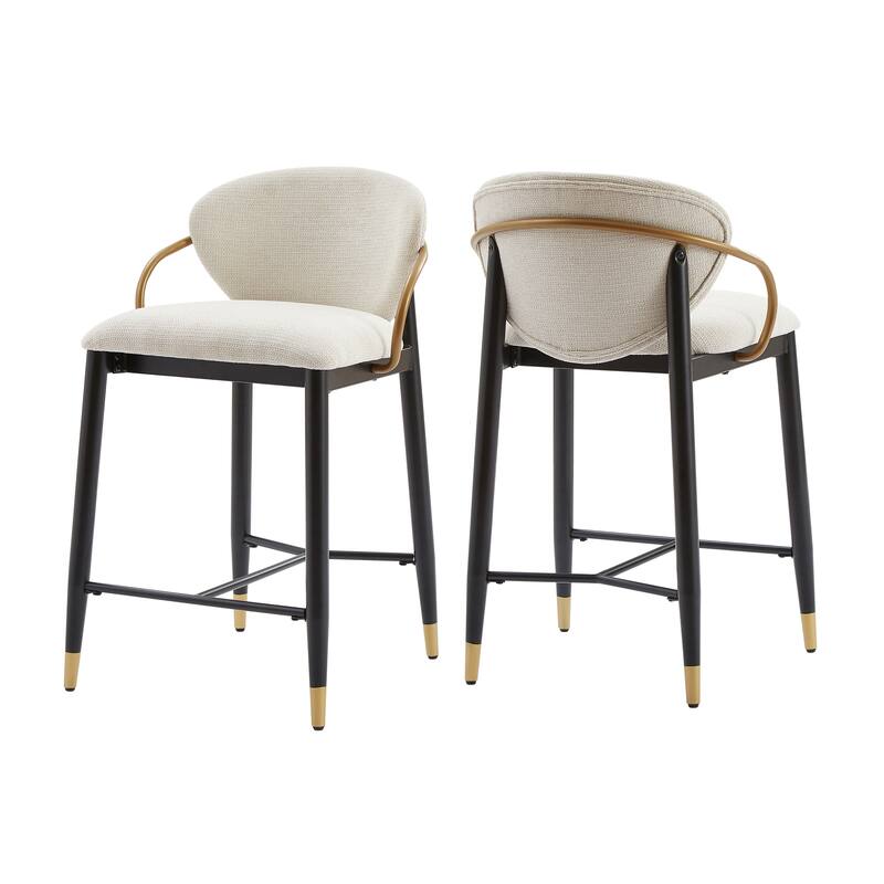 Christopher Knight Home - Mateo Modern Upholstered Counter Stool Set of 2 with Metal Frame and Supportive Back Design - Beige - Set of 2