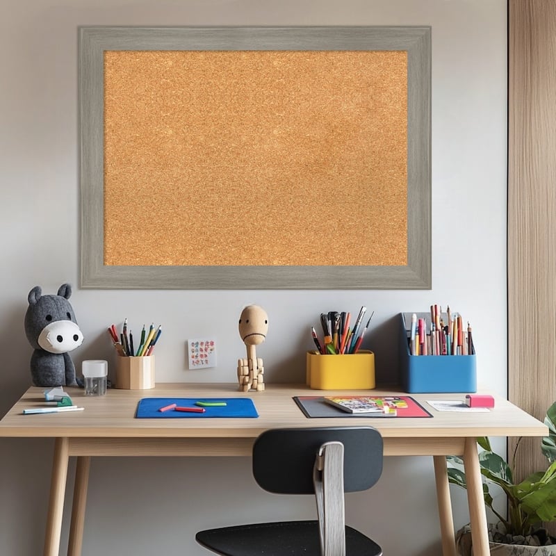 Grand Greywash Narrow Framed Cork Board - Bulletin Board, Organization Board, Pin Board