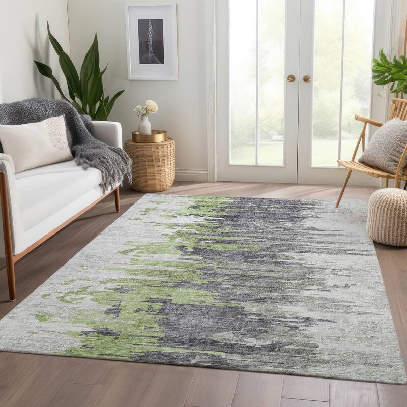 Machine Washable Indoor/ Outdoor Chantille Modern Ombre Rug - Green - 2'6" x 3'10"