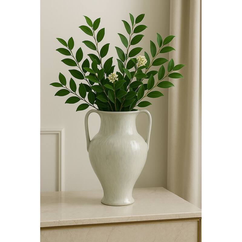 Stoneware Decorative Vase with Sculptural Twisted Design Home Decor
