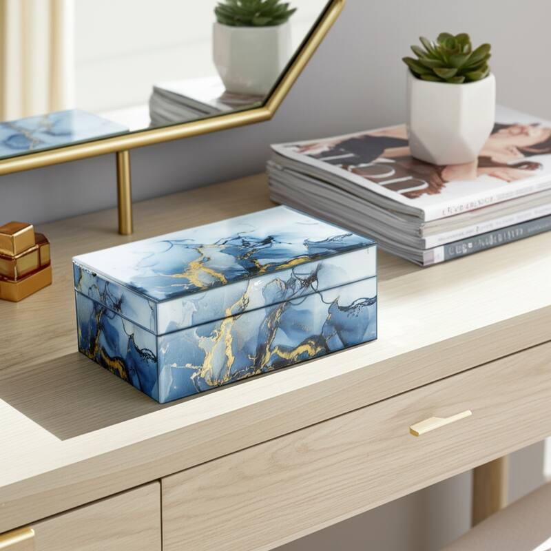 Modern Statement Decorative Box with Abstract Finish and Lid