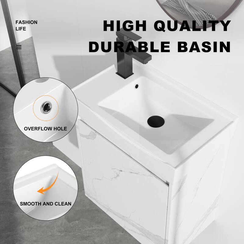 ARTCHIRLY 16/20/24/30/36 Inch Bathroom Vanity With Sink, Floating Bathroom Vanity With Soft Close Door