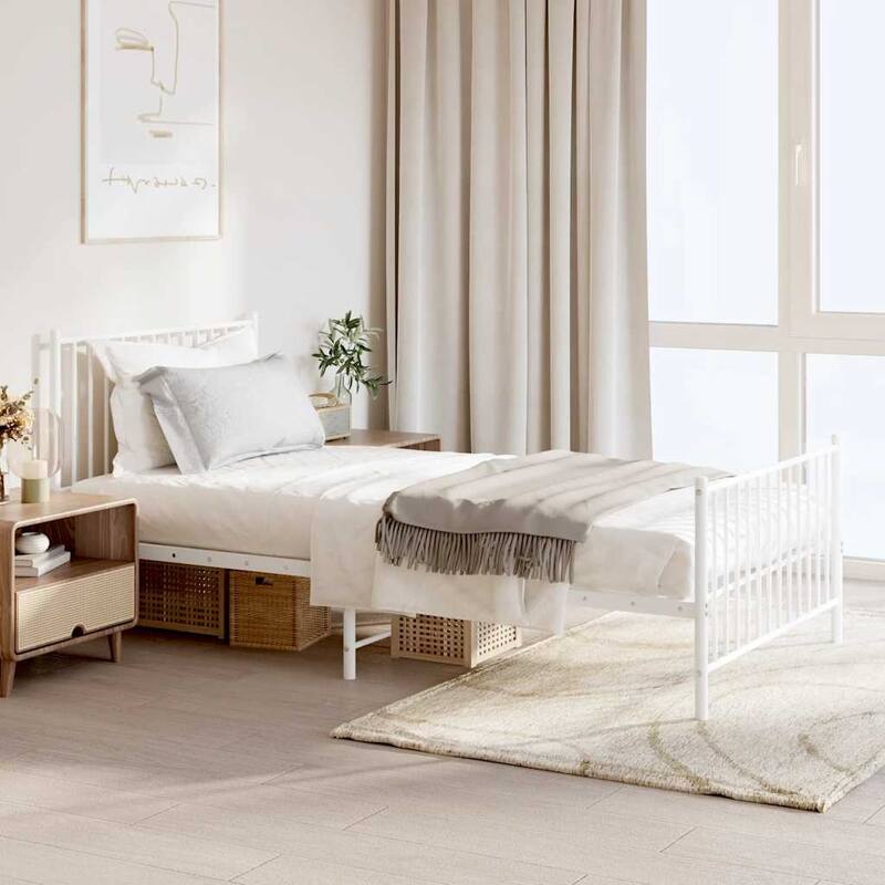 vidaXL Metal Bed Frame, No Mattress - White1 81.5" x 41.1" x 35.6" - Twin