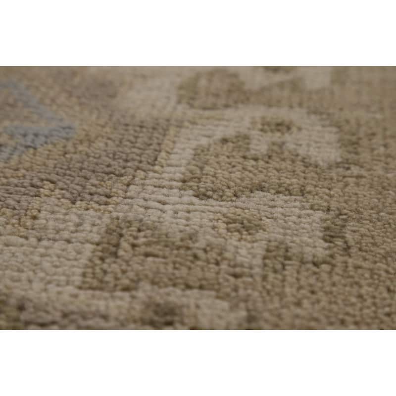 Earth Tone Oushak Area Rug Hand-Knotted Wool Carpet - 8'0"x 9'10"