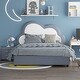 preview thumbnail 2 of 7, Elegant Flowers Headboard Upholstered Twin Platform Bed - Modern Design with Wooden Slats, Solid Wood Frame