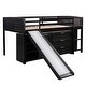 preview thumbnail 5 of 18, Low Twin Size Loft Bed with Cabinets, Shelves and Slide, Maximized Space