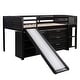 preview thumbnail 5 of 58, Twin Size Low Loft Bed with Cabinets,Shelves and Slide for Home