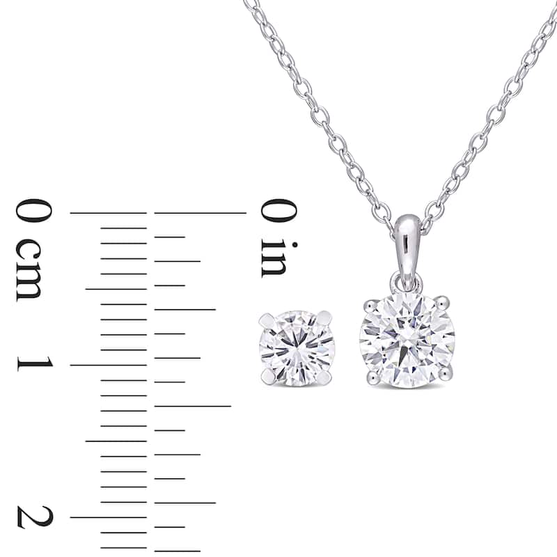 Miadora 2ct DEW Created Moissanite 2-PC Stud Earrings and Necklace Set Sterling Silver