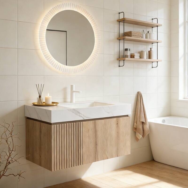 Floating Storage Bathroom Vanity with 1 Pre-drilled Faucet Hole