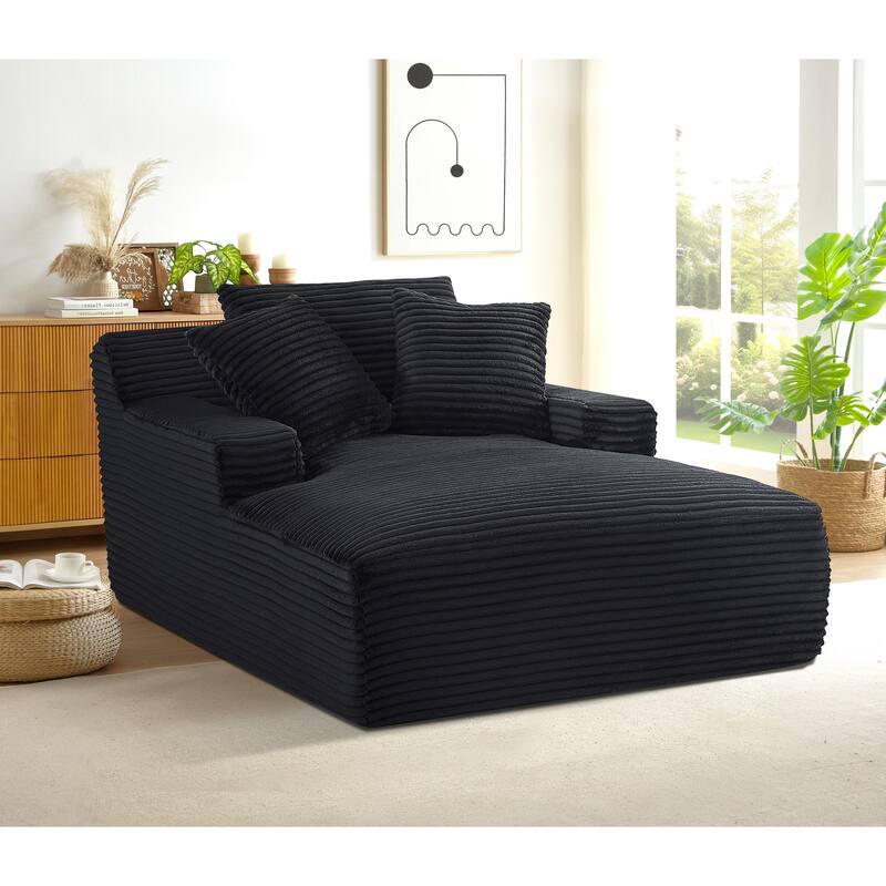 Oversized Corduroy Upholstered Sleeper Sofa Bed Cozy Cloud Chaise