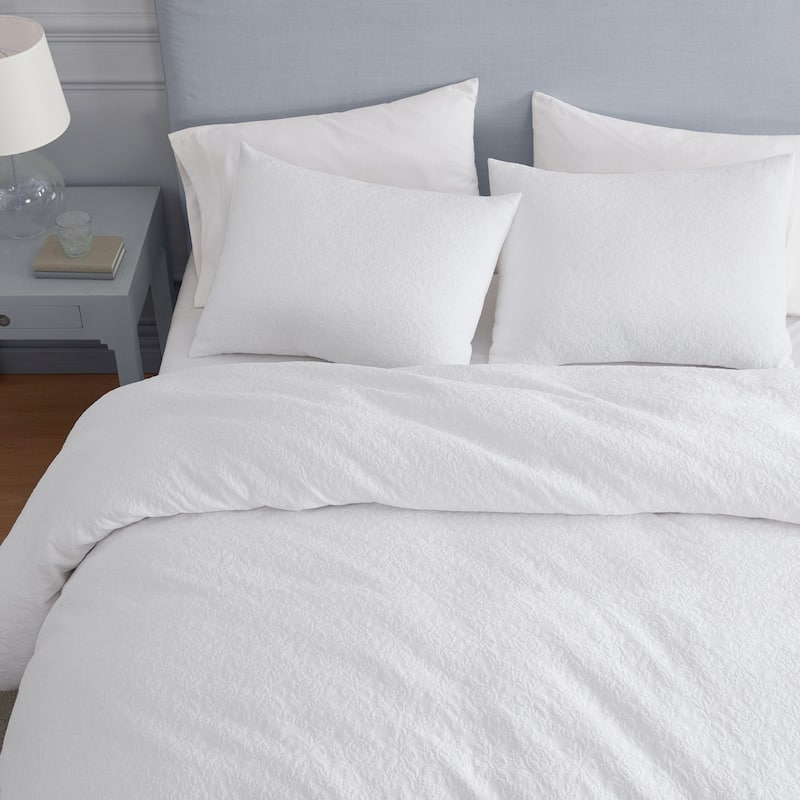 Martha Stewart Garden Trellis Cotton White Reversible Comforter Set