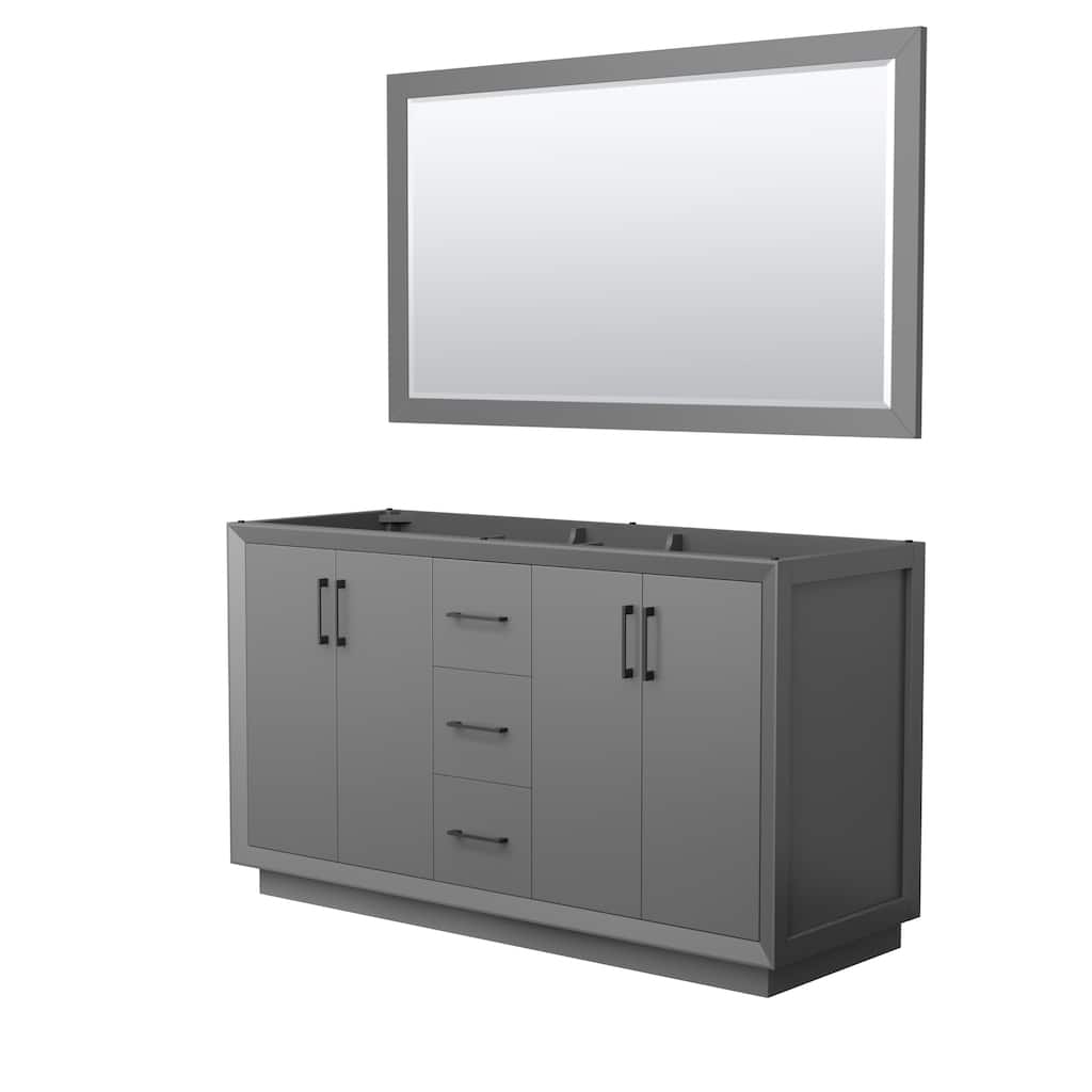 Strada 60-Inch Double Vanity Cabinet, 58-Inch Mirror