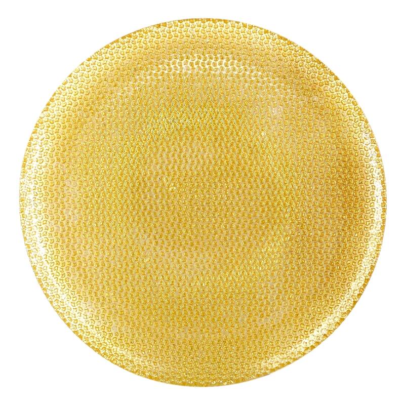 Versatile Gilded Glass Dinnerware with Pebble Pattern and Distressed Finish - Set-6 - Gold
