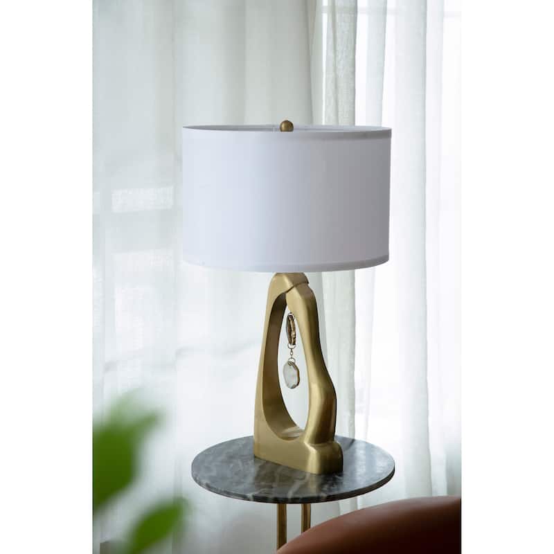 Gold Geode Shaped Table Lamp with White Drum Shade(Lamp Shade Assembly ...
