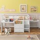 preview thumbnail 2 of 12, White Twin Wooden Loft Bed with Movable Desk, Drawers, and Guardrail
