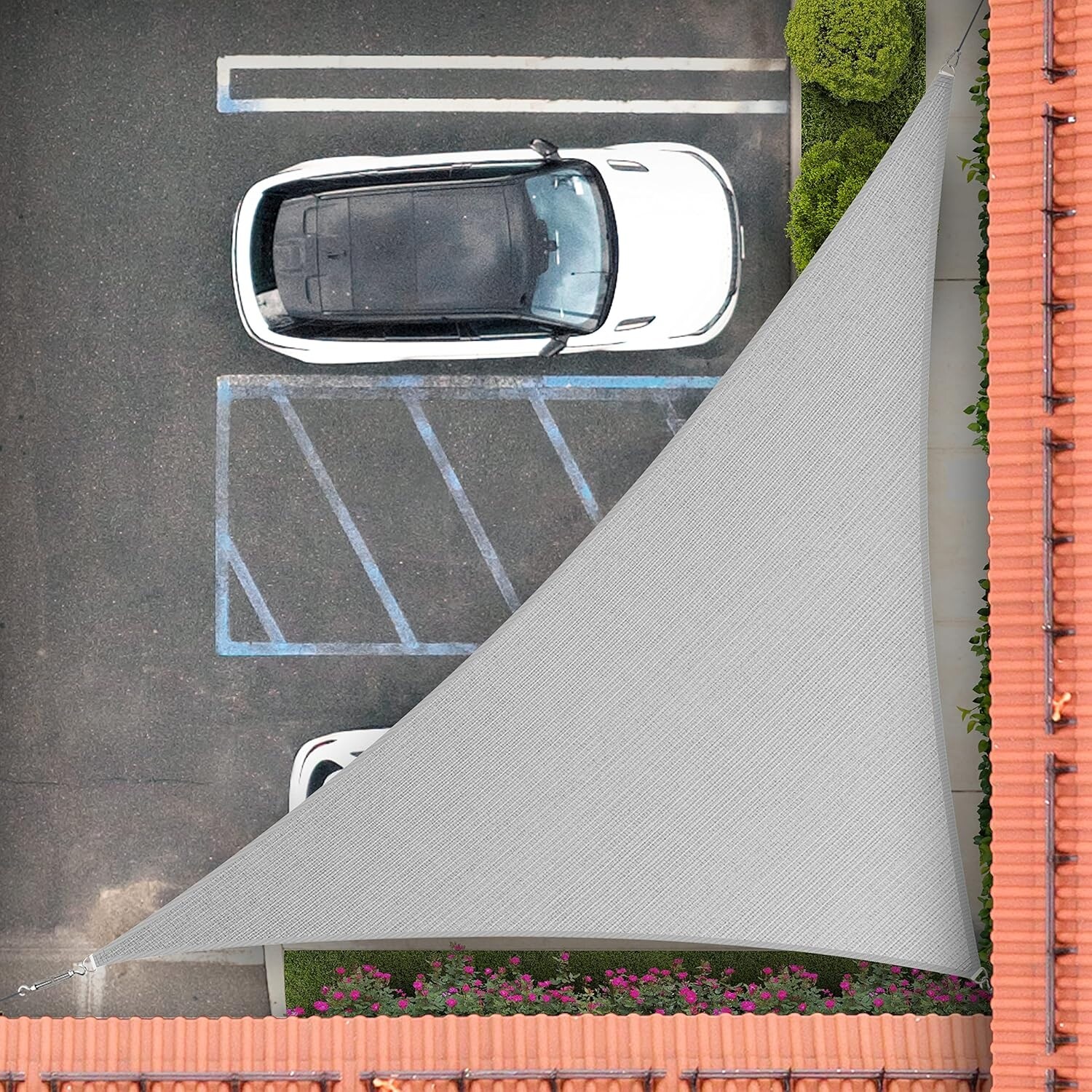 6' x 6' x 8.5' Grey Right Triangle Sun Shade Sail, UPF50+, 95% UV Blockage, 200GSM Heavy Duty, 3 Years Warranty