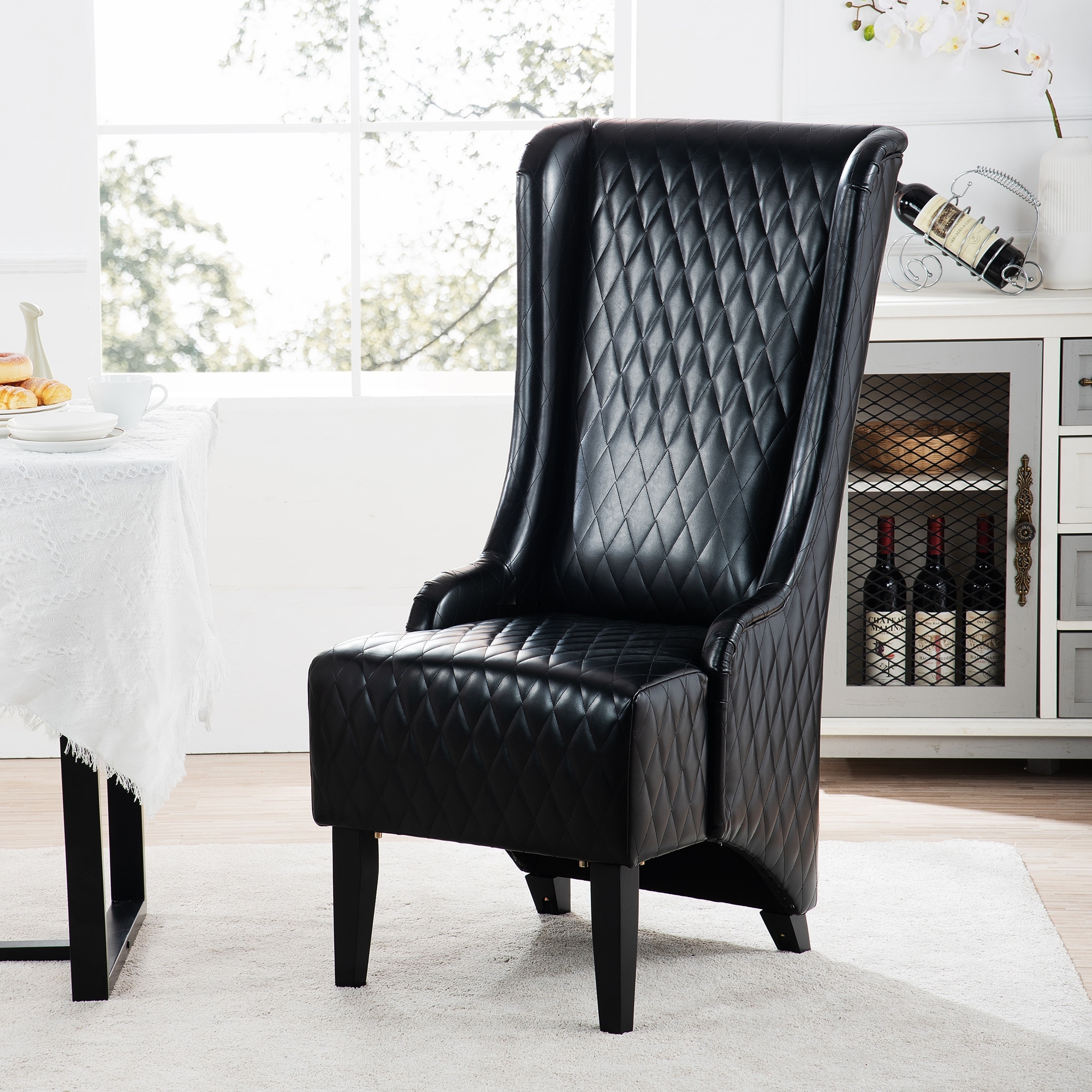 High back tufted leather chair cheap