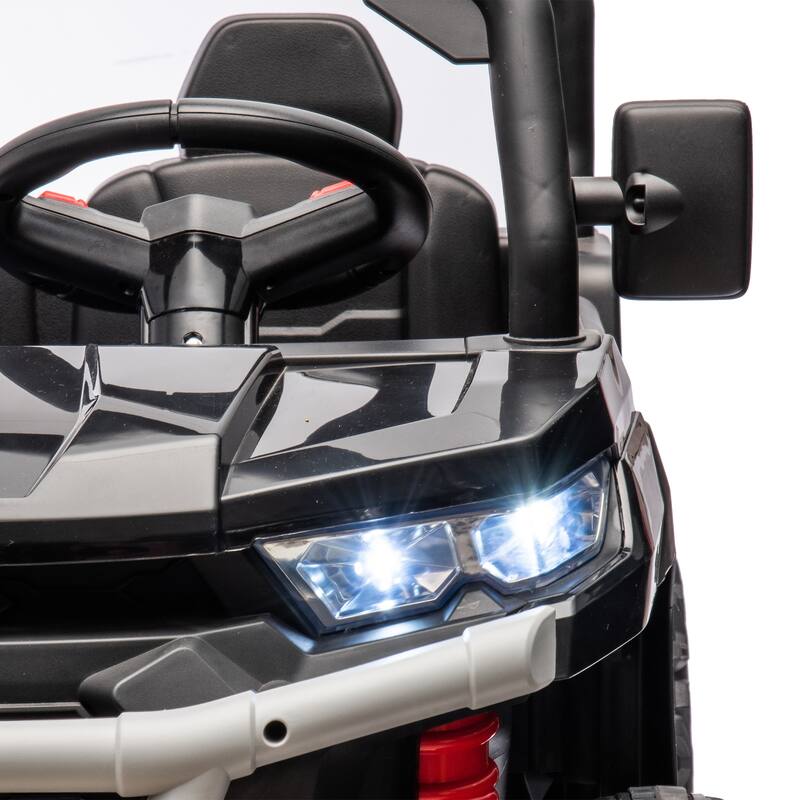 Realistic Children's Engineering Vehicle, Electric Dump Truck with Extra Shovel, Electric Vehicle with Double Doors, Black