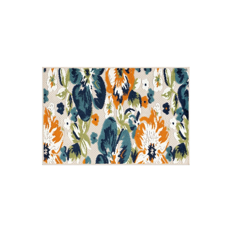 Bergamo Contemporary Floral Indoor/Outdoor Area Rug - 2' 7" X 4' - Multi