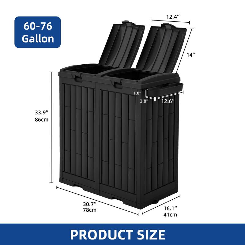 Moasis 31/76 Gallon Resin Outdoor Patio Trash Can