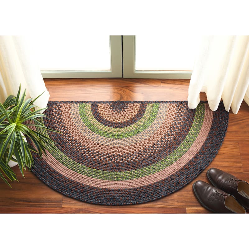 SAFAVIEH Handmade Braided Jivitza Country Rug - 2' x 4' Half-Moon - Brown/Green