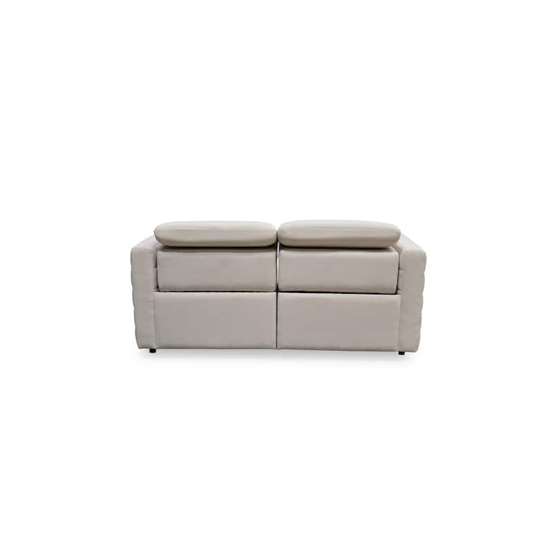 NADAAL STUDIOS Serelith Sofa, Channel-Tufted Chenille Fabric with Power Recline, Rubberwood Frame, Seats 2, Off White